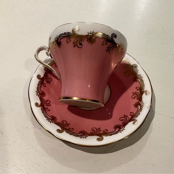 AYNSLEY Authentic Bone Vintage Tea Cup and Saucer Set Antique Pink Gold & White - Picture 5 of 10